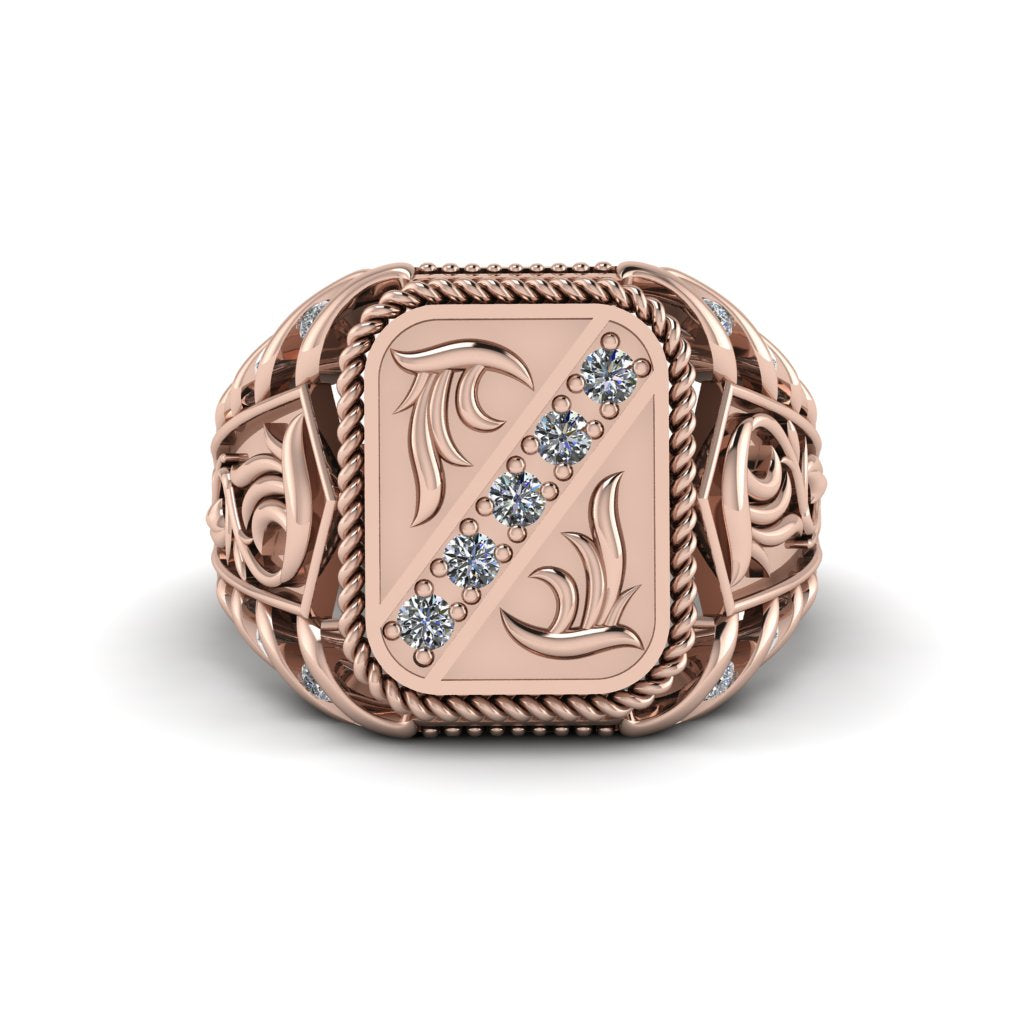 Diamond Regal Filigree Men's Ring - Hollis No. 2