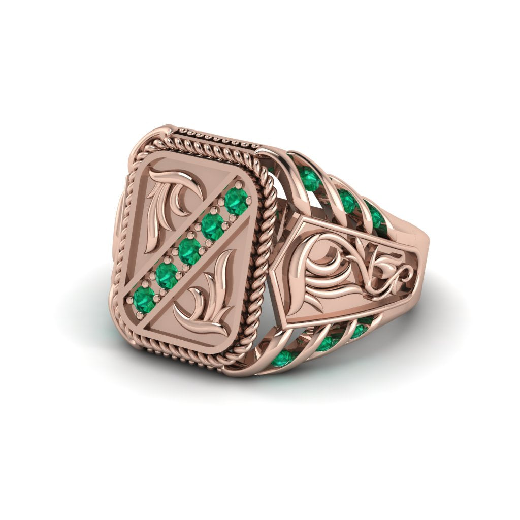 Emerald Regal Filigree Men's Ring - Hollis No. 5