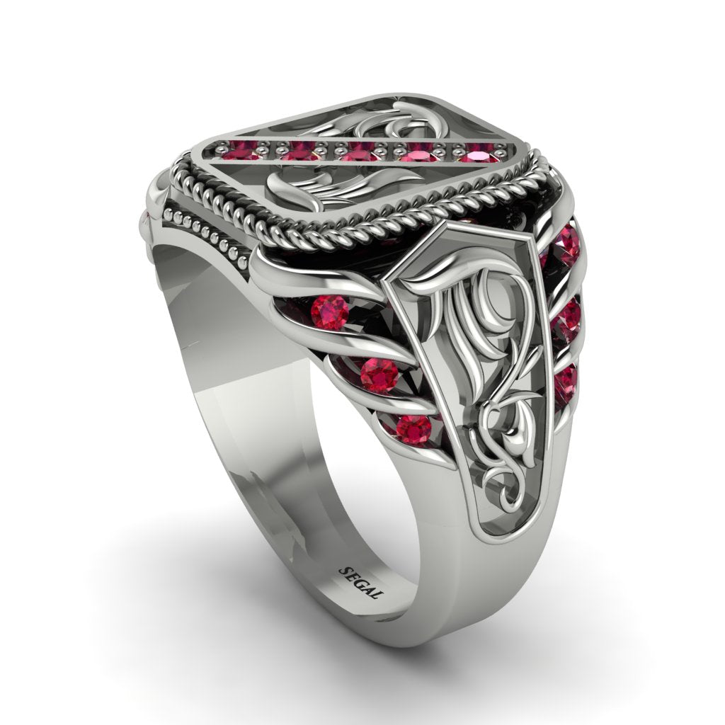 Ruby Regal Filigree Men's Ring - Hollis No. 12