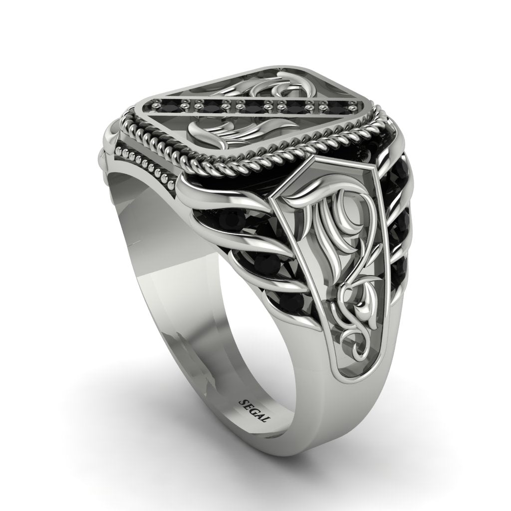 Black Diamond Regal Filigree Men's Ring - Hollis No. 9
