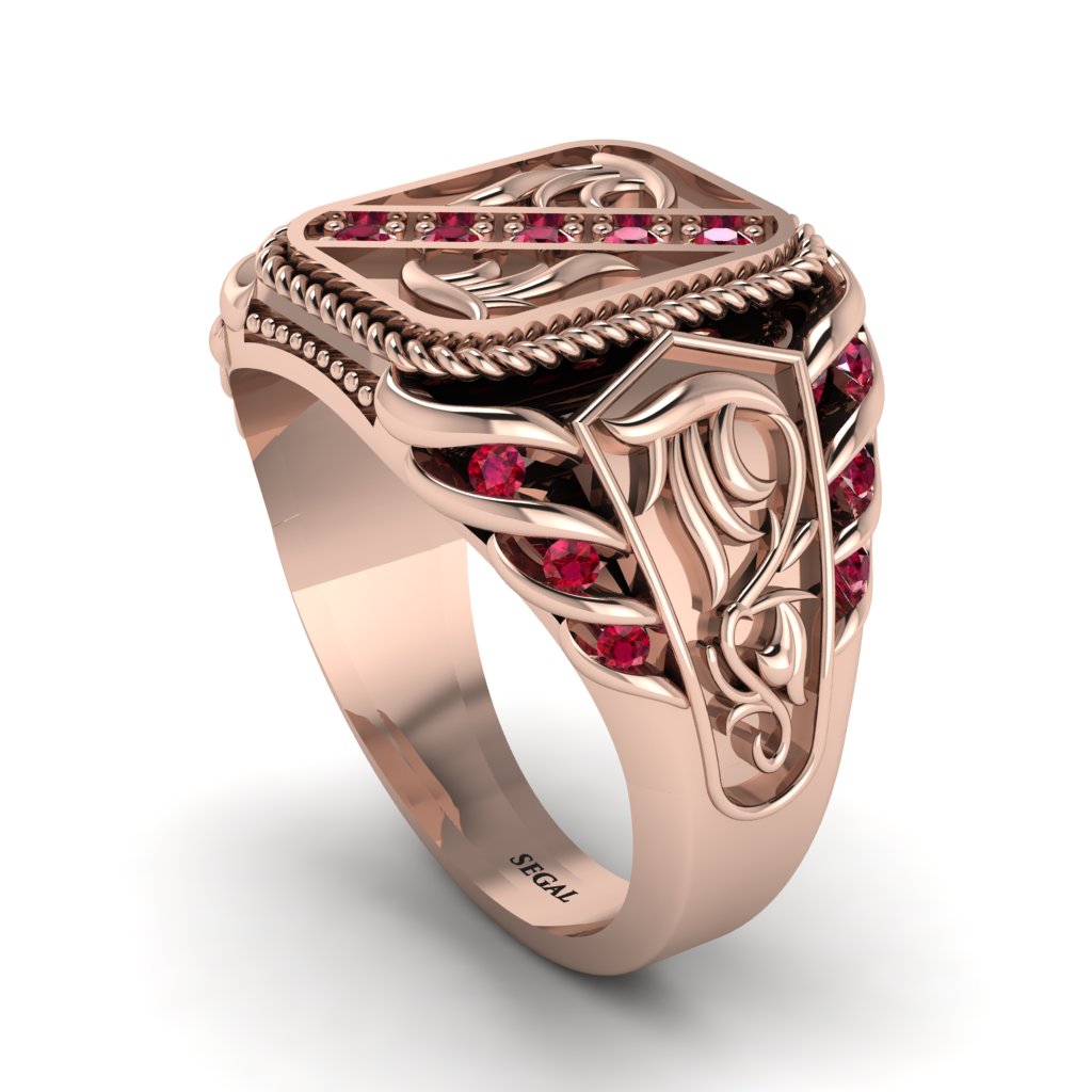 Ruby Regal Filigree Men's Ring - Hollis No. 11
