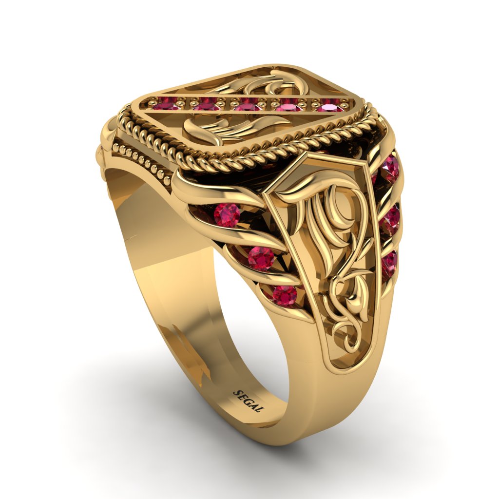 Ruby Regal Filigree Men's Ring - Hollis No. 10