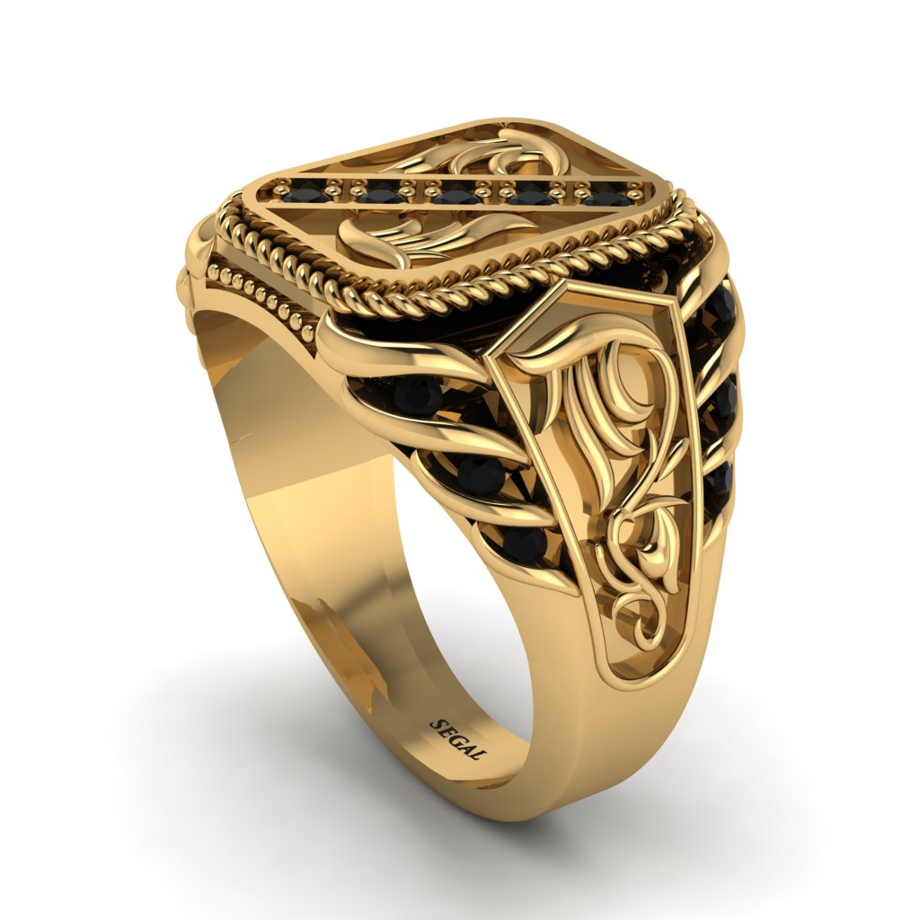 Black Diamond Regal Filigree Men's Ring - Hollis No. 7