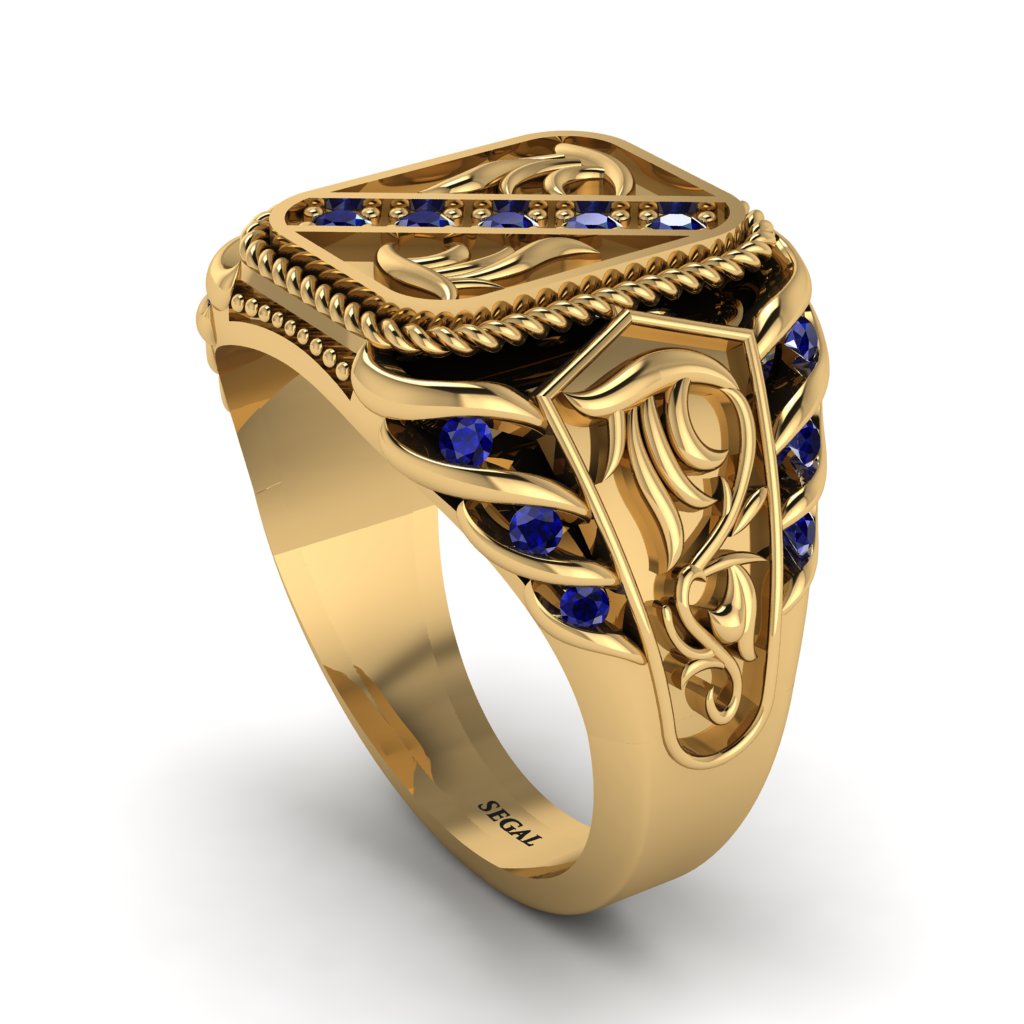 Sapphire Regal Filigree Men's Ring - Hollis No. 13