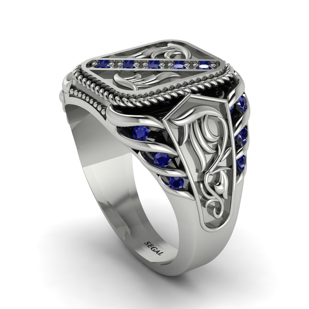 Sapphire Regal Filigree Men's Ring - Hollis No. 15