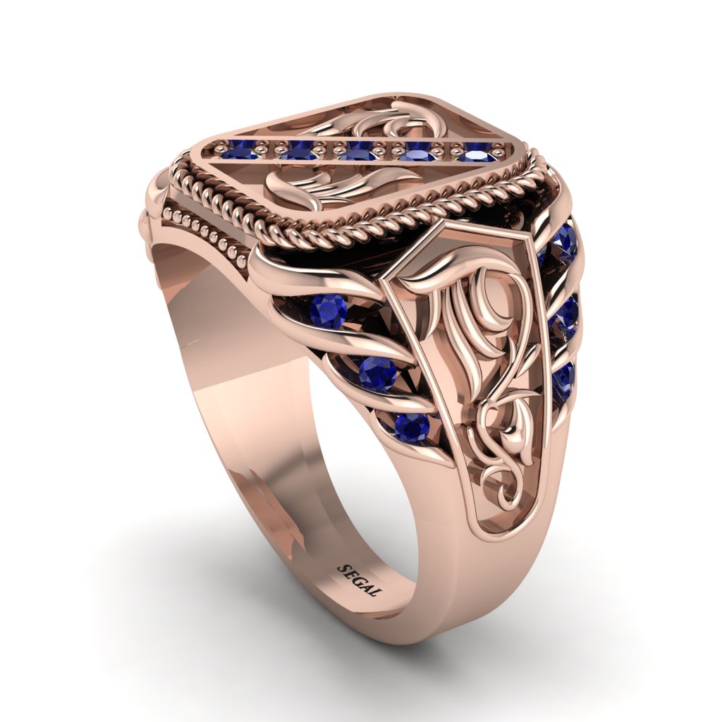 Sapphire Regal Filigree Men's Ring - Hollis No. 14