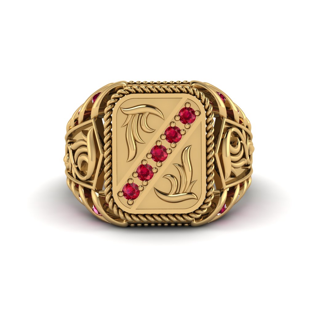Ruby Regal Filigree Men's Ring - Hollis No. 10