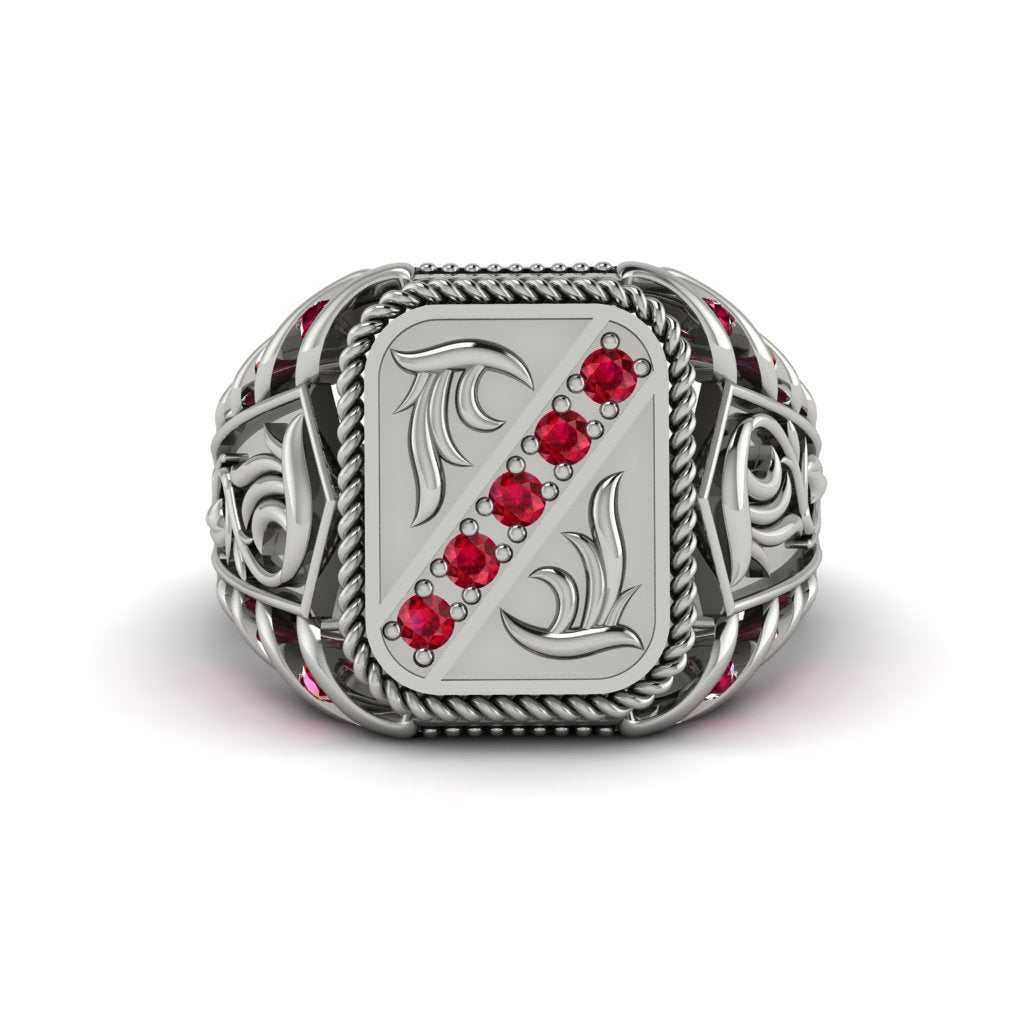 Ruby Regal Filigree Men's Ring - Hollis No. 12