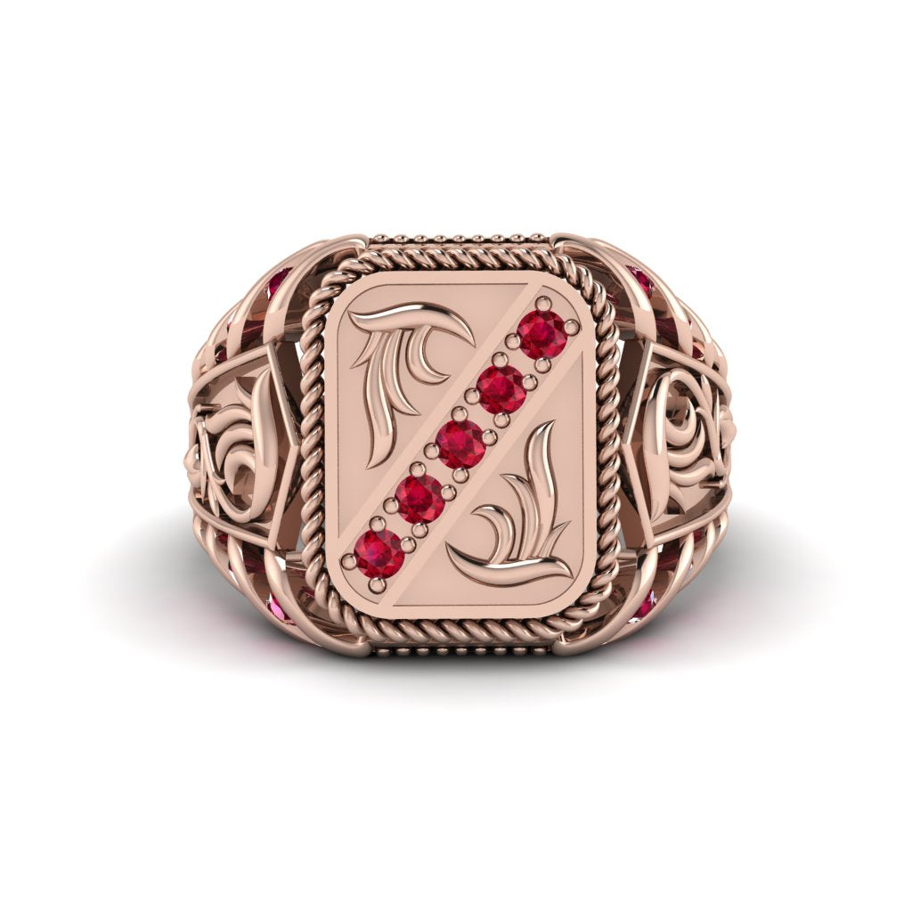 Ruby Regal Filigree Men's Ring - Hollis No. 11