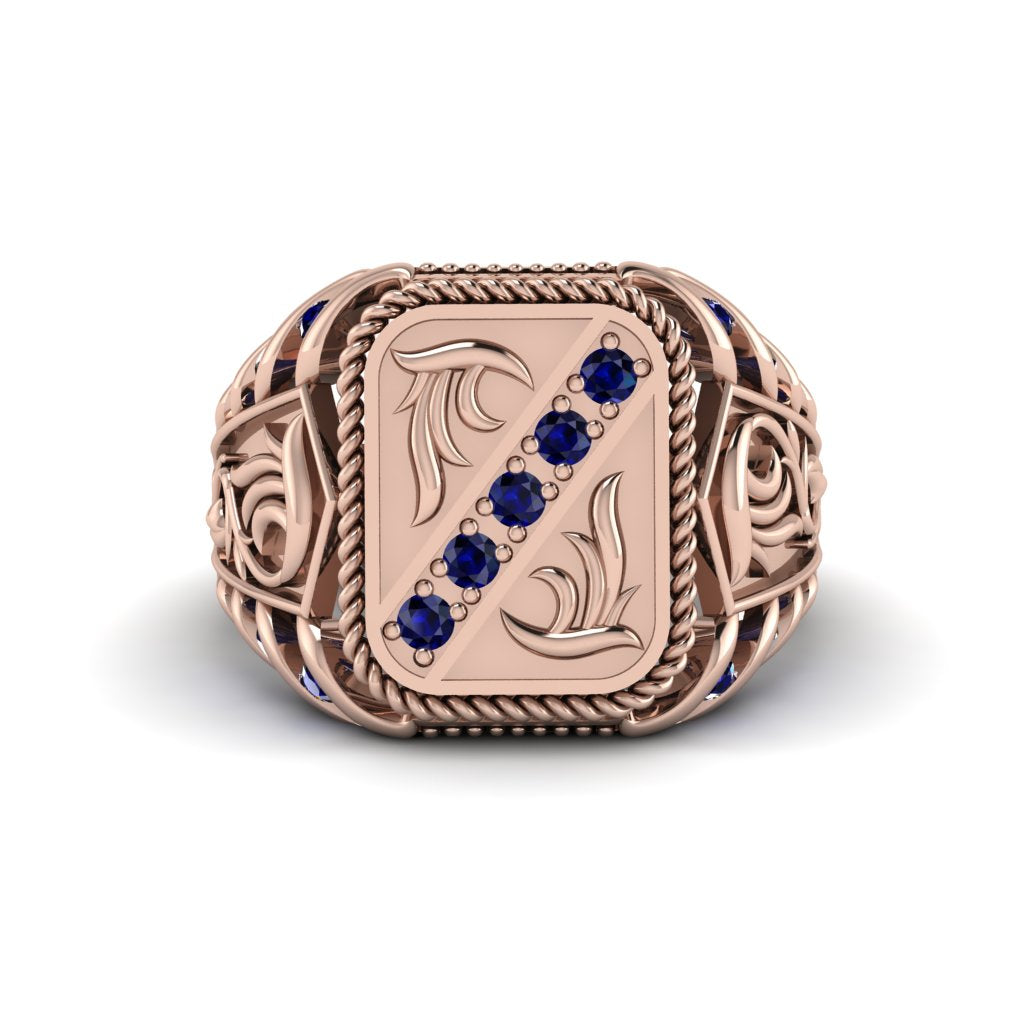 Sapphire Regal Filigree Men's Ring - Hollis No. 14