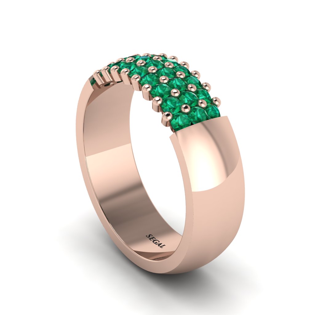 Emerald Regal Harmony Wedding Band - Marlowe No. 5
