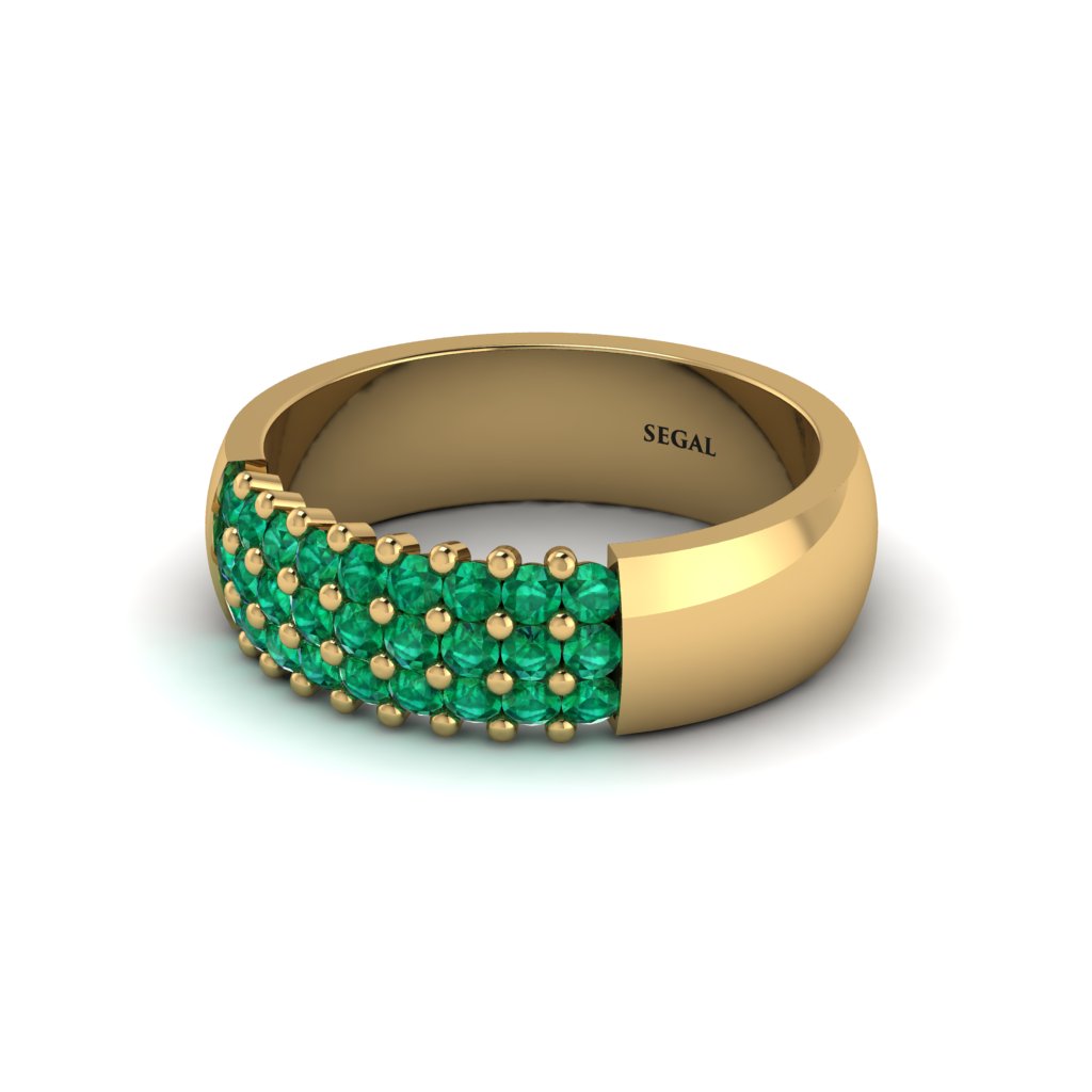 Emerald Regal Harmony Wedding Band - Marlowe No. 4