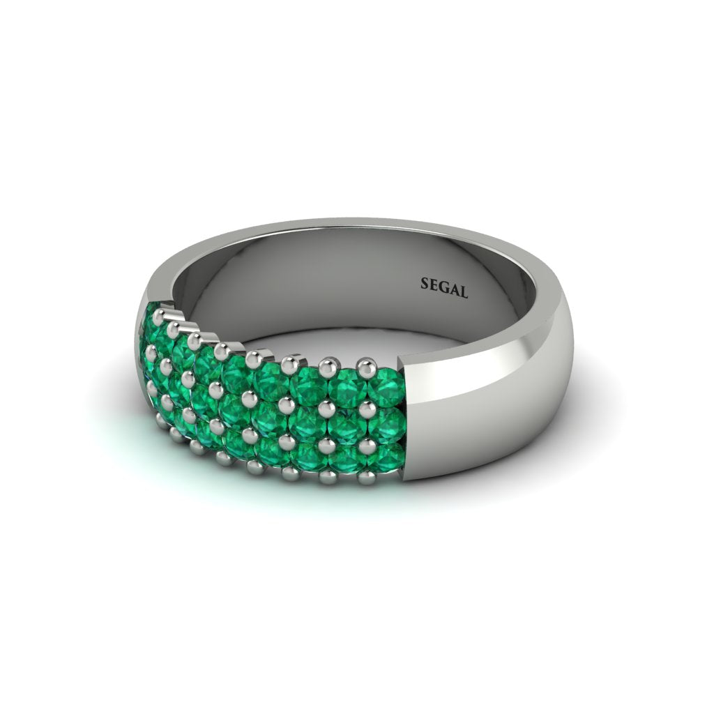 Emerald Regal Harmony Wedding Band - Marlowe No. 6