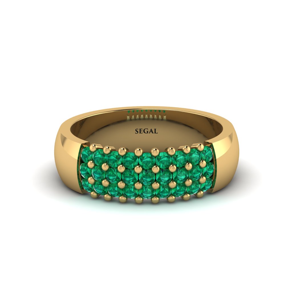 Emerald Regal Harmony Wedding Band - Marlowe No. 4