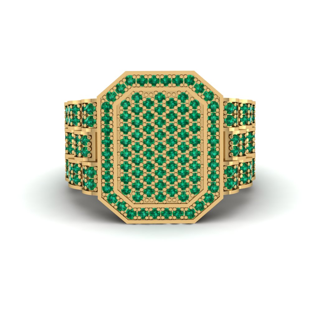 Emerald Regal Majesty Gold Men's Ring - Devin No. 4