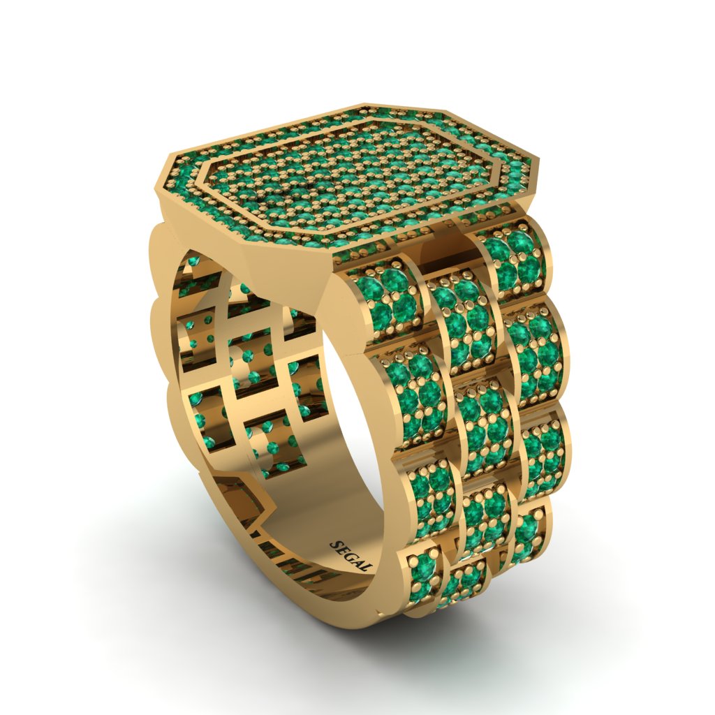 Emerald Regal Majesty Gold Men's Ring - Devin No. 4