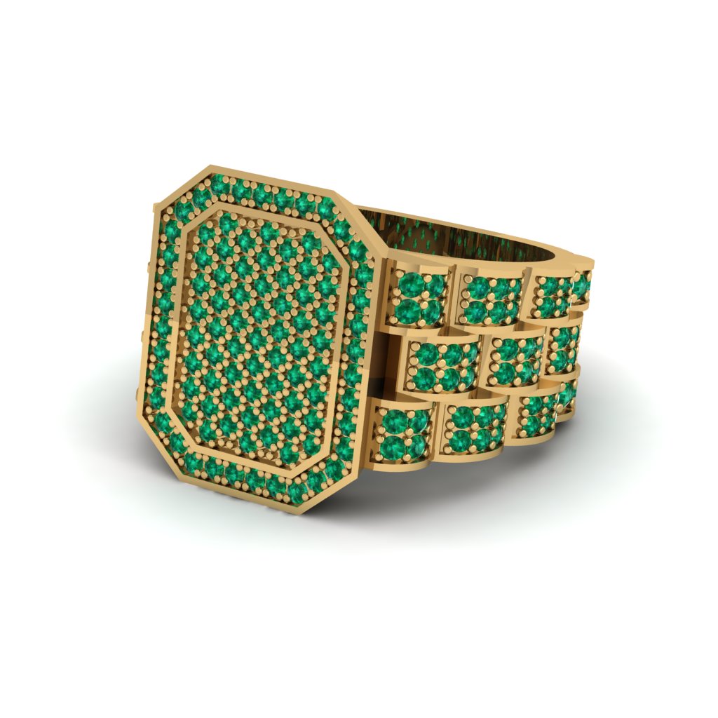 Emerald Regal Majesty Gold Men's Ring - Devin No. 4