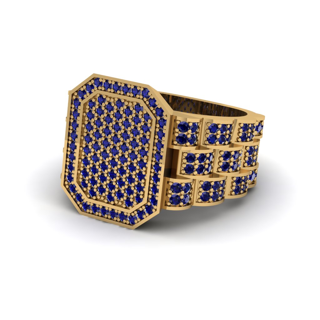 Sapphire Regal Majesty Gold Men's Ring - Devin No. 13