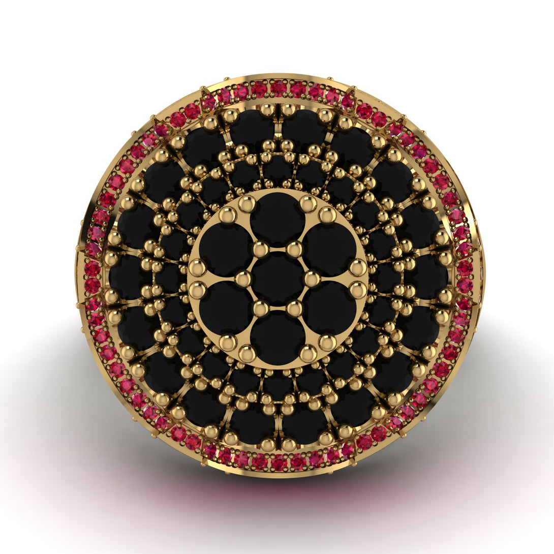 Black Diamond Regal Radiance Signet Men's Fashion Ring - Frankie No. 52