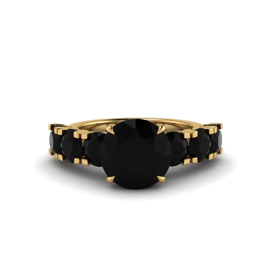 Custon 4 ct Round Cut Black Diamond Cathedral Engagement Ring - Tatum No. 3700