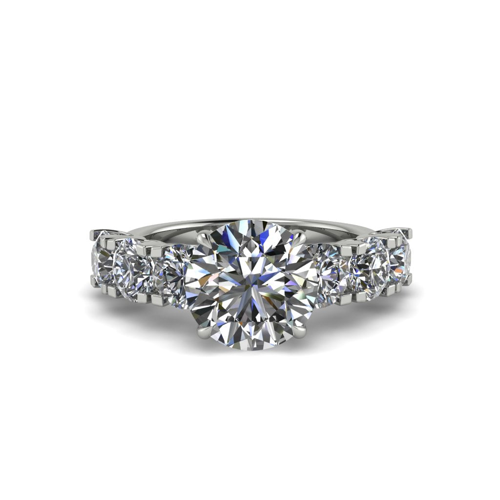 Round Cut Diamond Cathedral Engagement Ring - Tatum No. 3