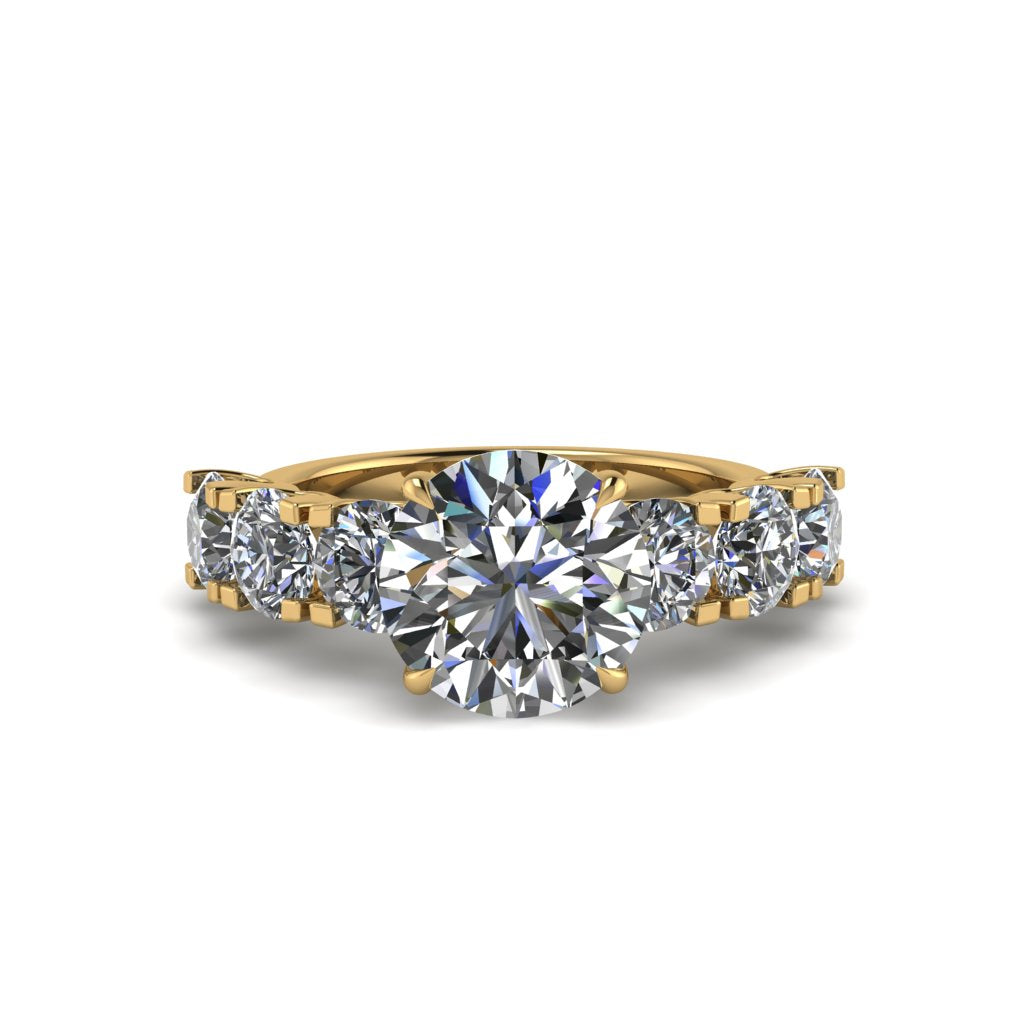 Round Cut Diamond Cathedral Engagement Ring - Tatum No. 1