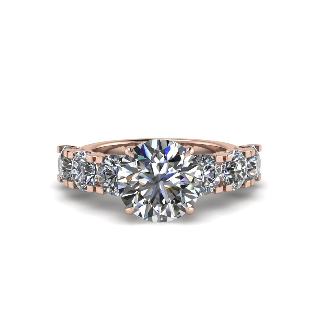Round Cut Diamond Cathedral Engagement Ring - Tatum No. 2