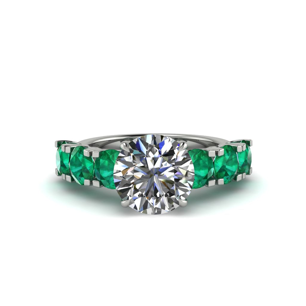 Round Cut Diamond Cathedral Engagement Ring - Tatum No. 18
