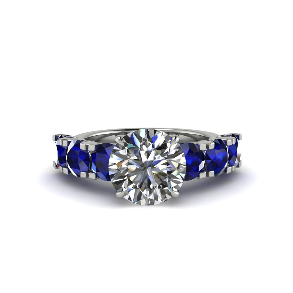 Round Cut Diamond Cathedral Engagement Ring - Tatum No. 63