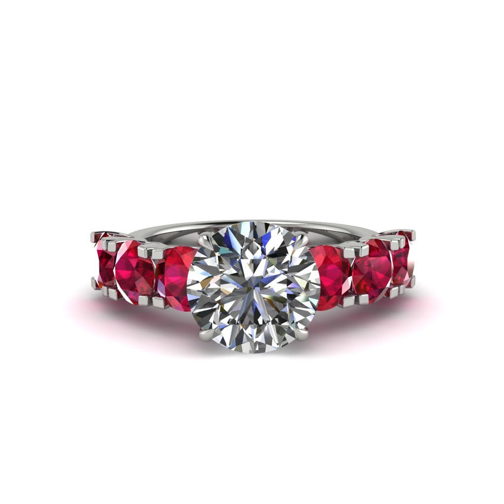 Round Cut Diamond Cathedral Engagement Ring - Tatum No. 48