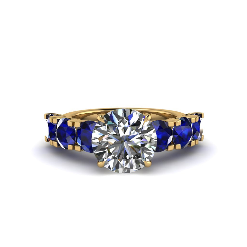 Round Cut Diamond Cathedral Engagement Ring - Tatum No. 61