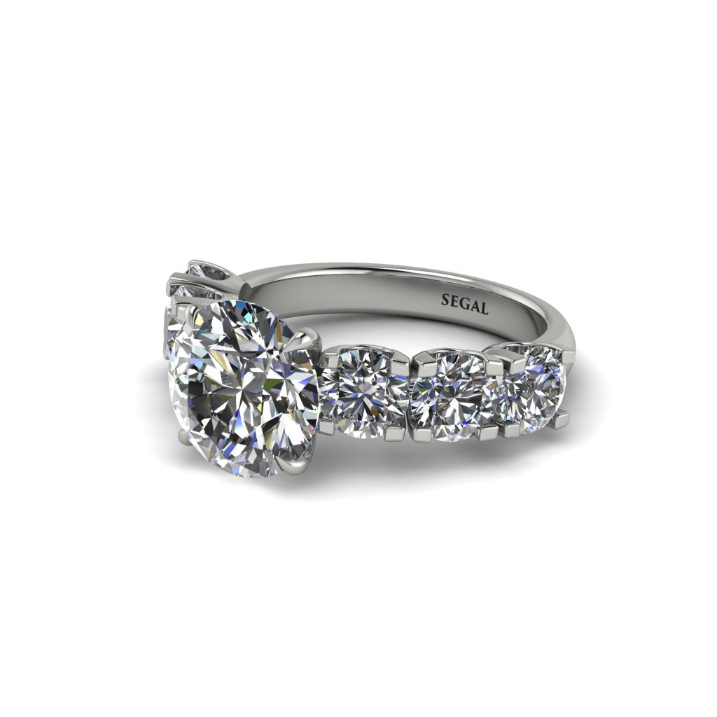 Round Cut Diamond Cathedral Engagement Ring - Tatum No. 3