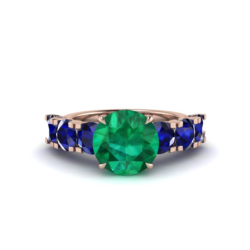 Round Cut Emerald Cathedral Engagement Ring - Tatum No. 65