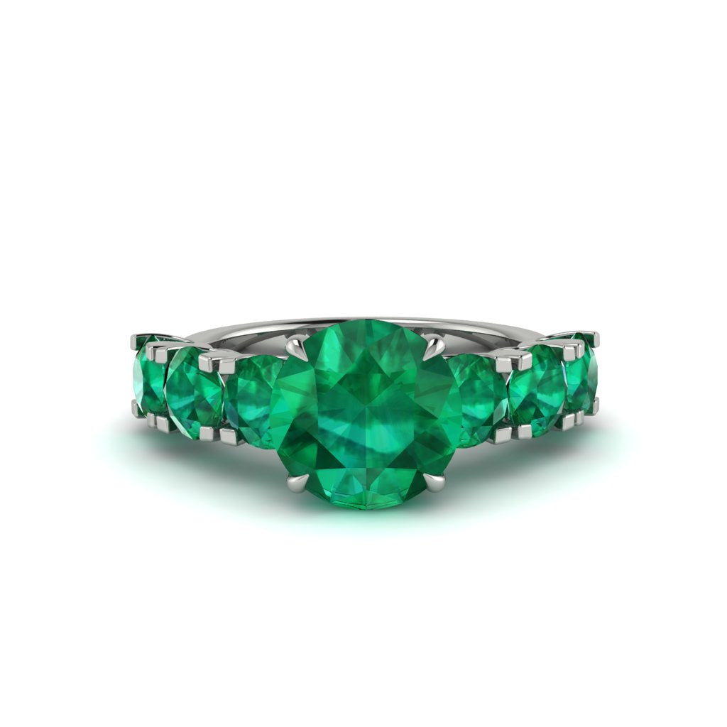 Round Cut Emerald Cathedral Engagement Ring - Tatum No. 21