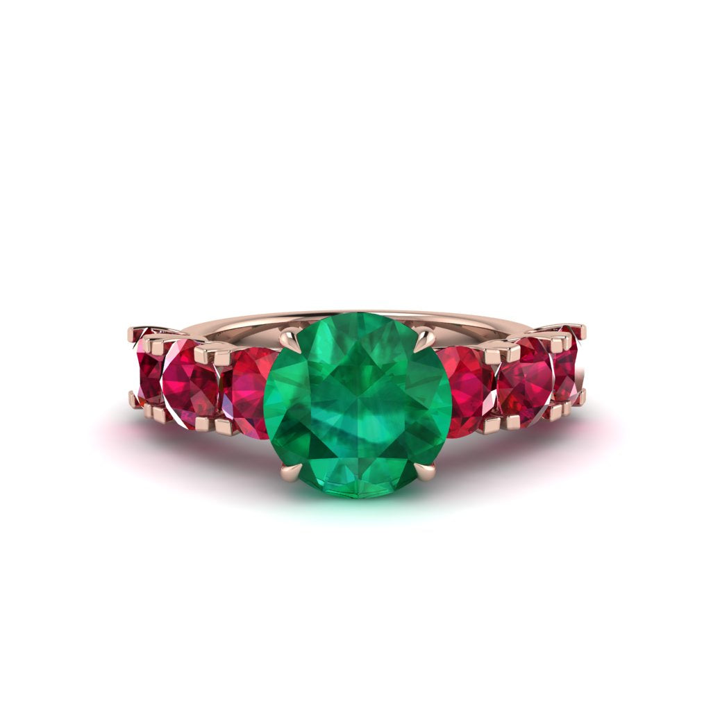 Round Cut Emerald Cathedral Engagement Ring - Tatum No. 50