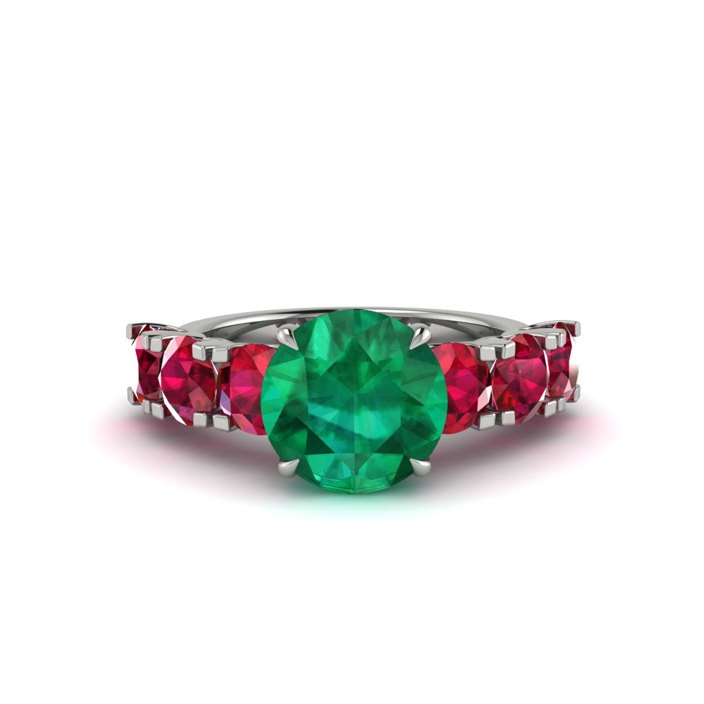 Round Cut Emerald Cathedral Engagement Ring - Tatum No. 51