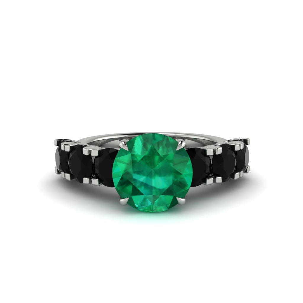 Round Cut Emerald Cathedral Engagement Ring - Tatum No. 36