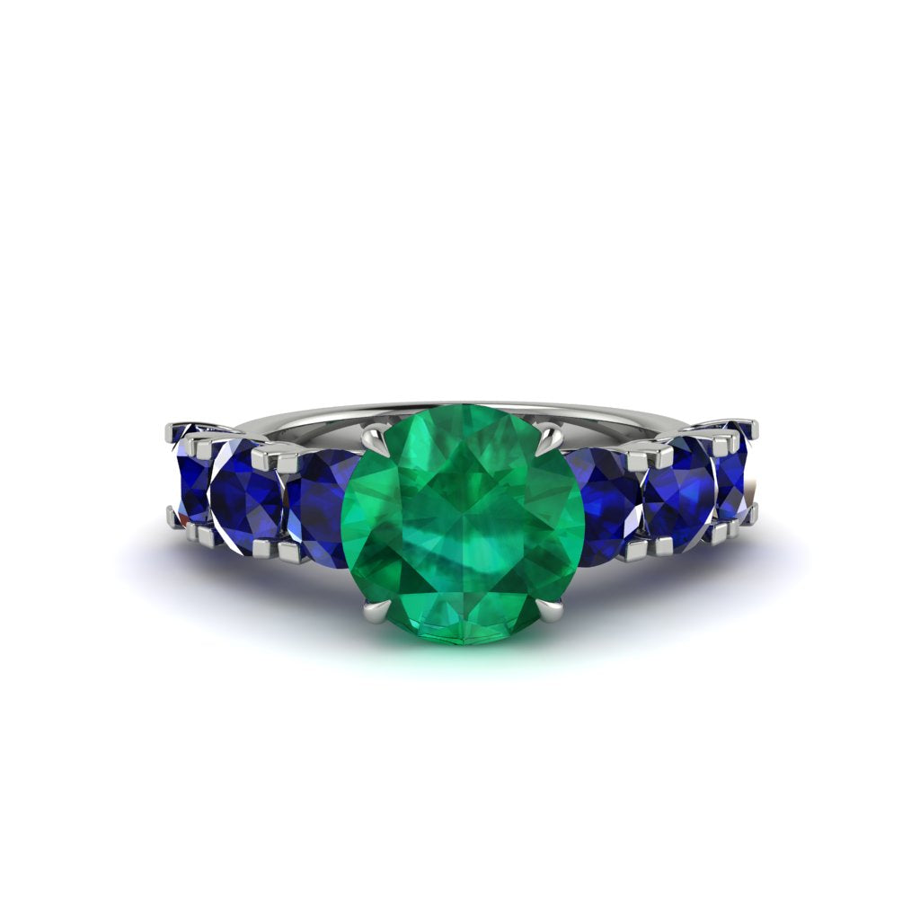 Round Cut Emerald Cathedral Engagement Ring - Tatum No. 66