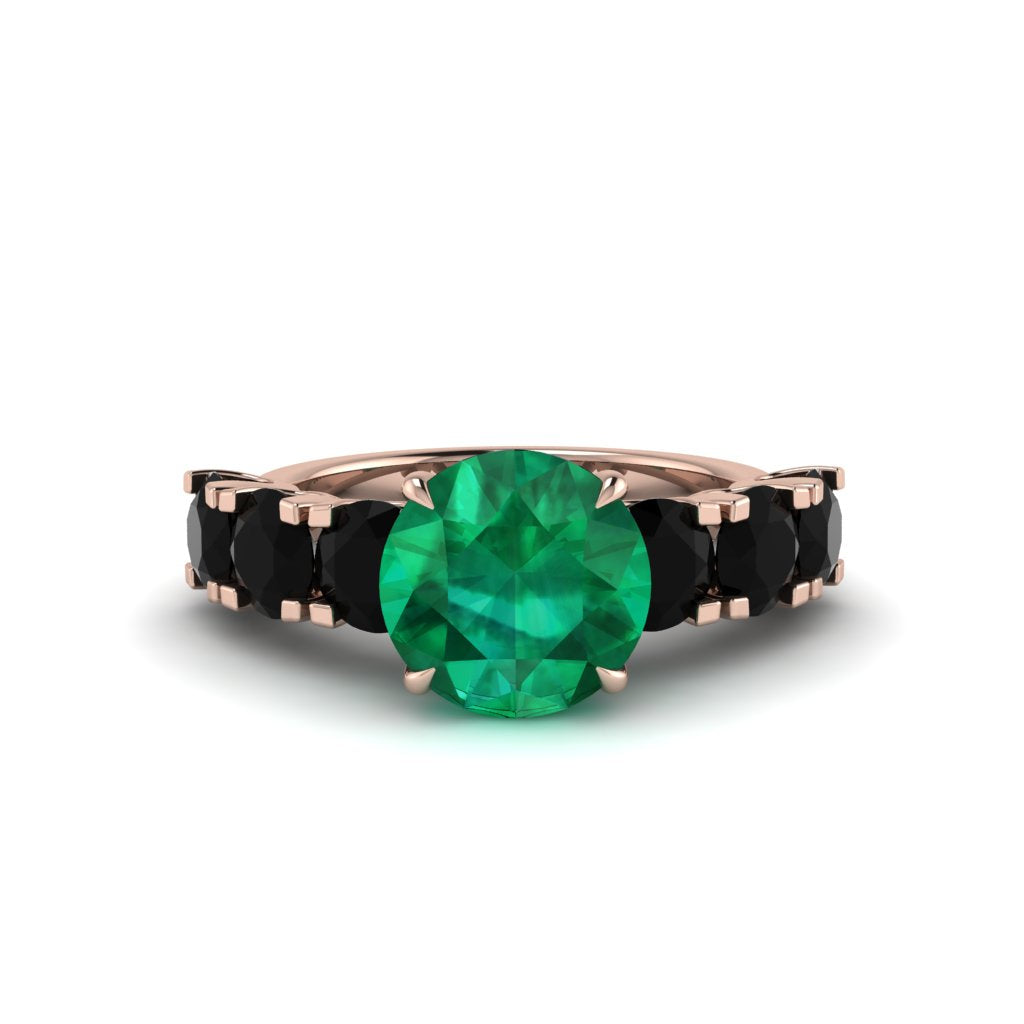 Round Cut Emerald Cathedral Engagement Ring - Tatum No. 35