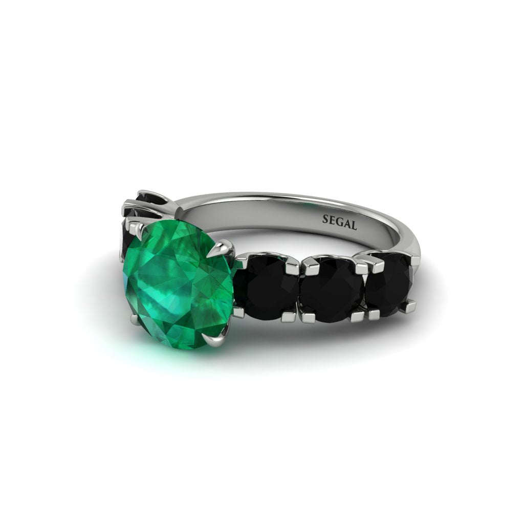 Round Cut Emerald Cathedral Engagement Ring - Tatum No. 36