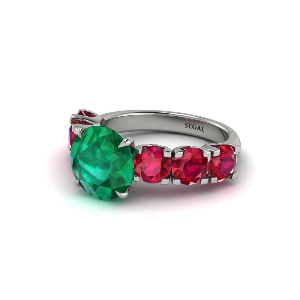 Round Cut Emerald Cathedral Engagement Ring - Tatum No. 51