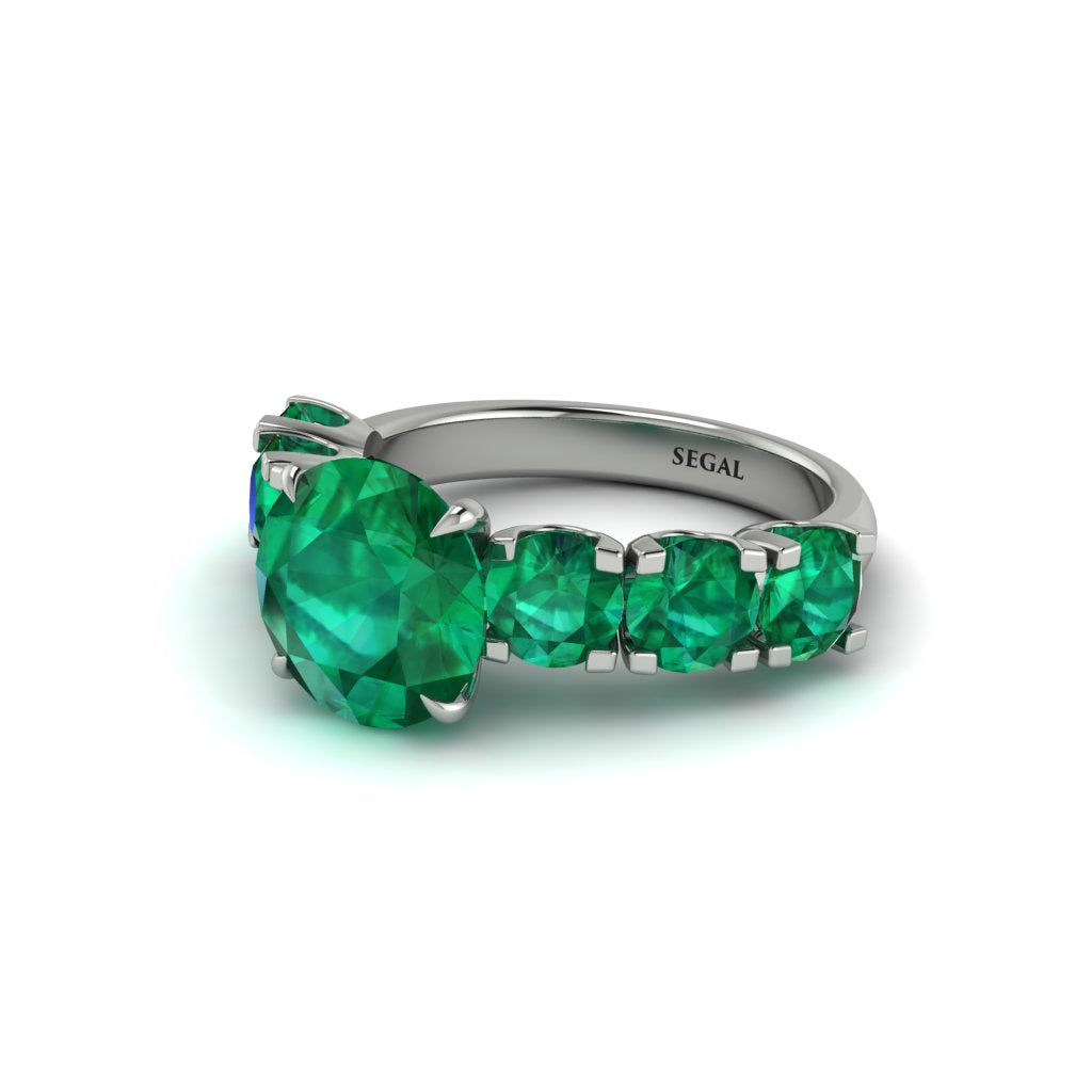 Round Cut Emerald Cathedral Engagement Ring - Tatum No. 21