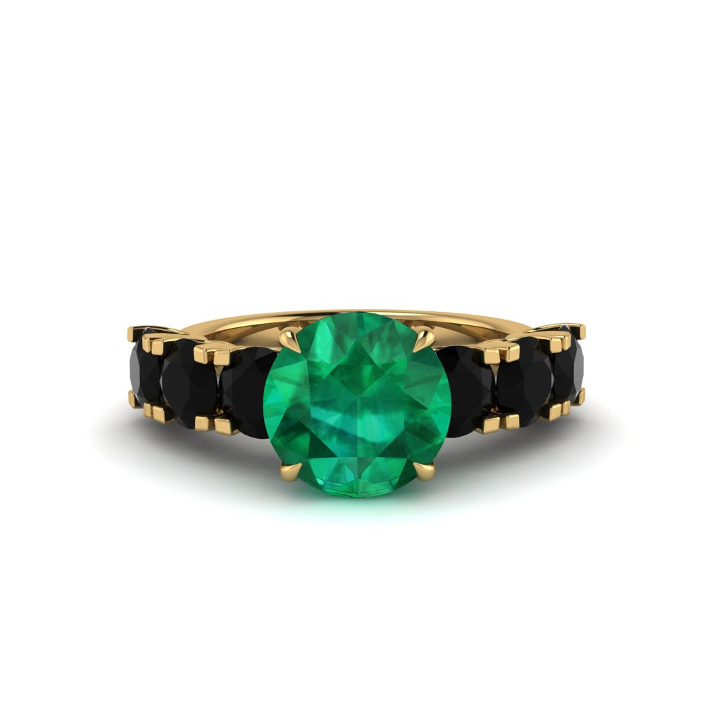 Round Cut Emerald Cathedral Engagement Ring - Tatum No. 34