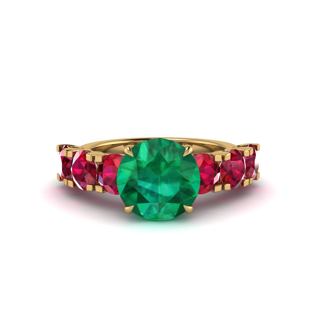 Round Cut Emerald Cathedral Engagement Ring - Tatum No. 49