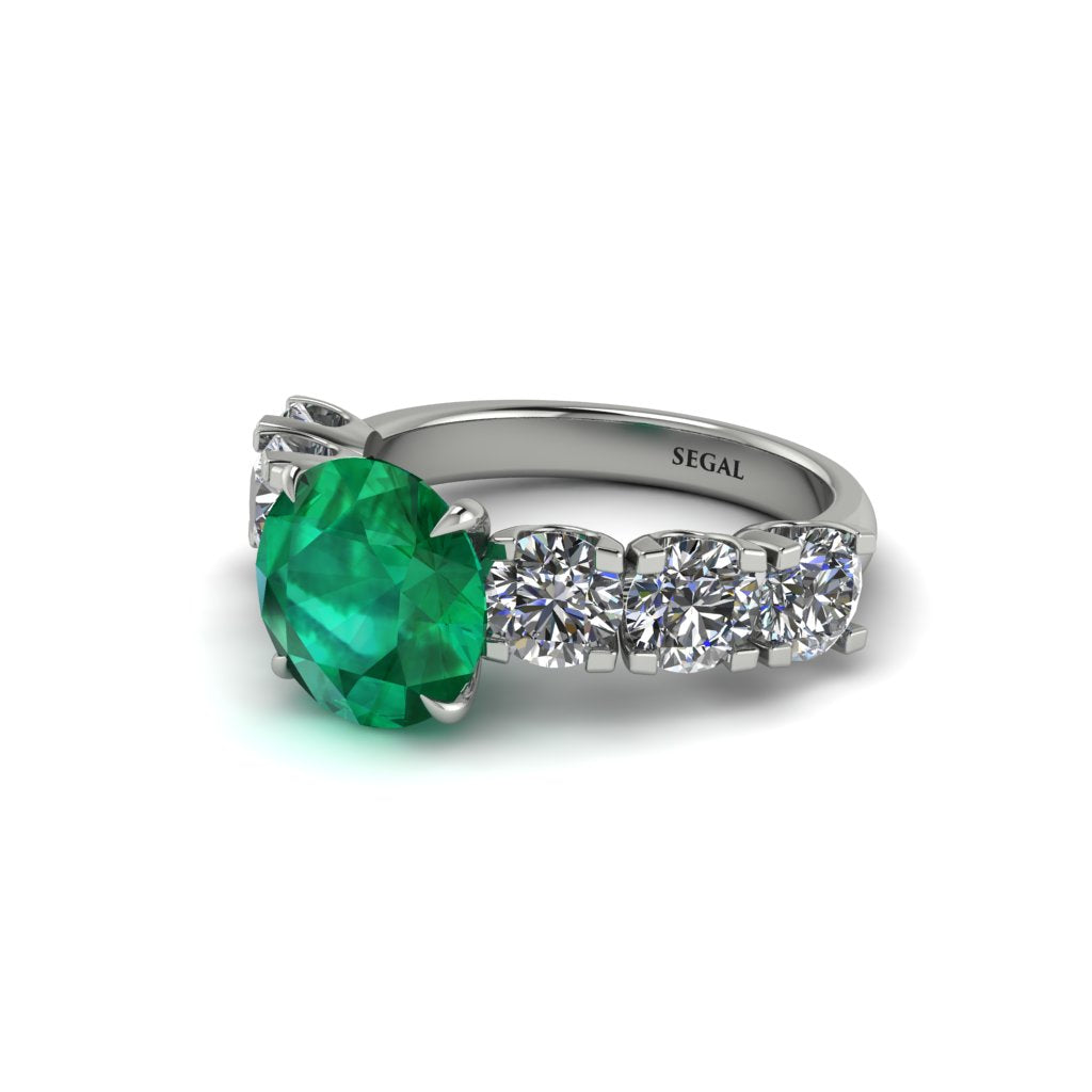Round Cut Emerald Cathedral Engagement Ring - Tatum No. 6
