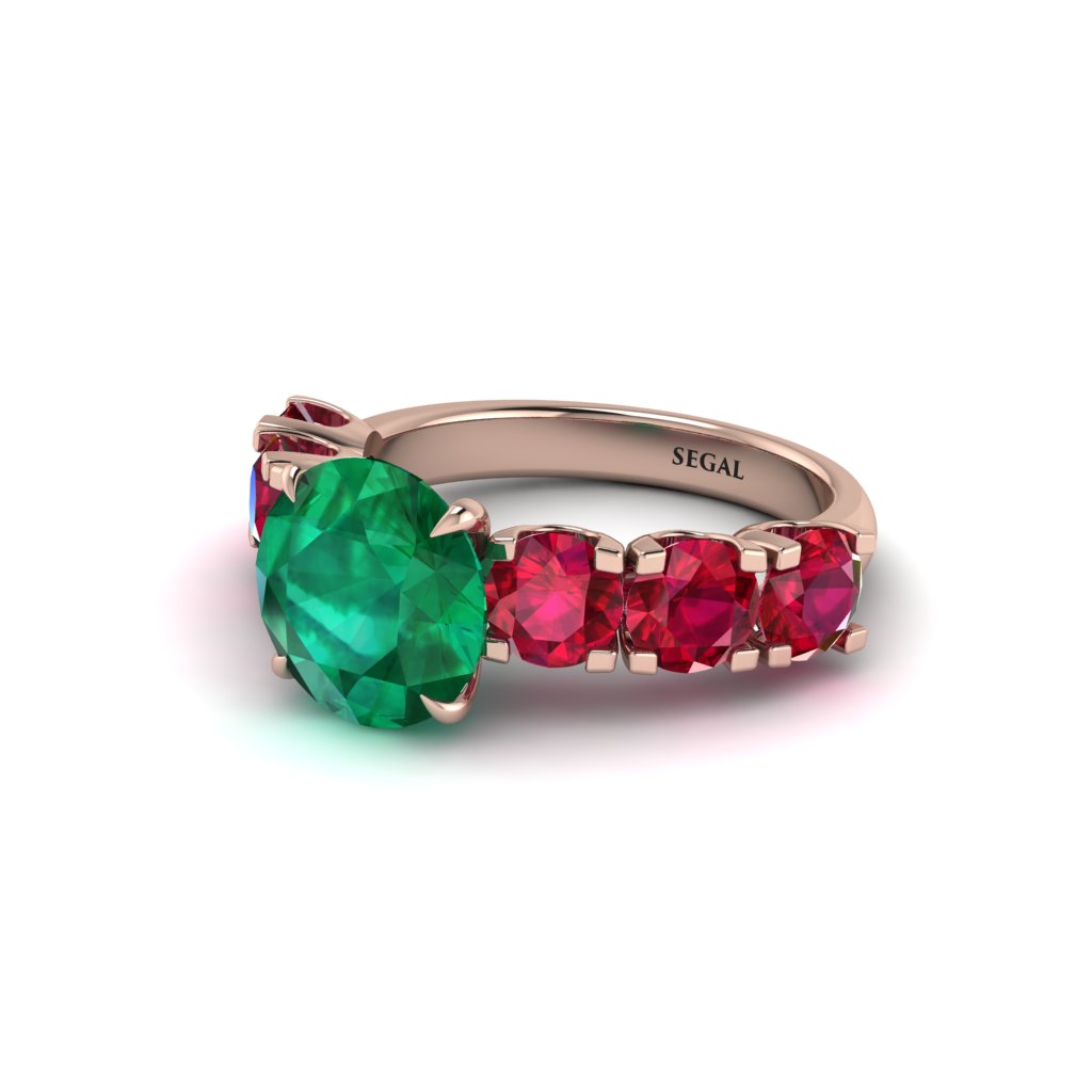 Round Cut Emerald Cathedral Engagement Ring - Tatum No. 50
