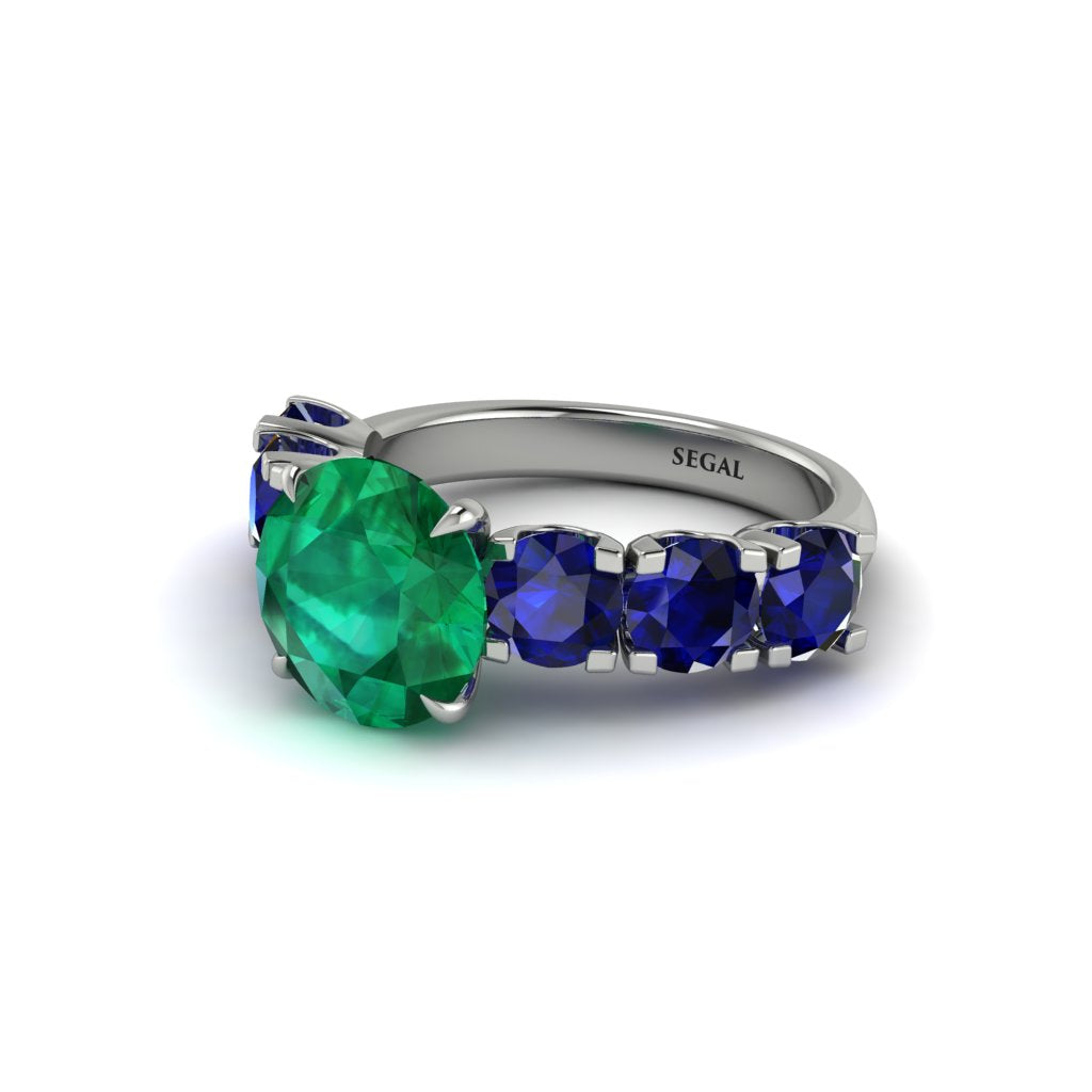 Round Cut Emerald Cathedral Engagement Ring - Tatum No. 66