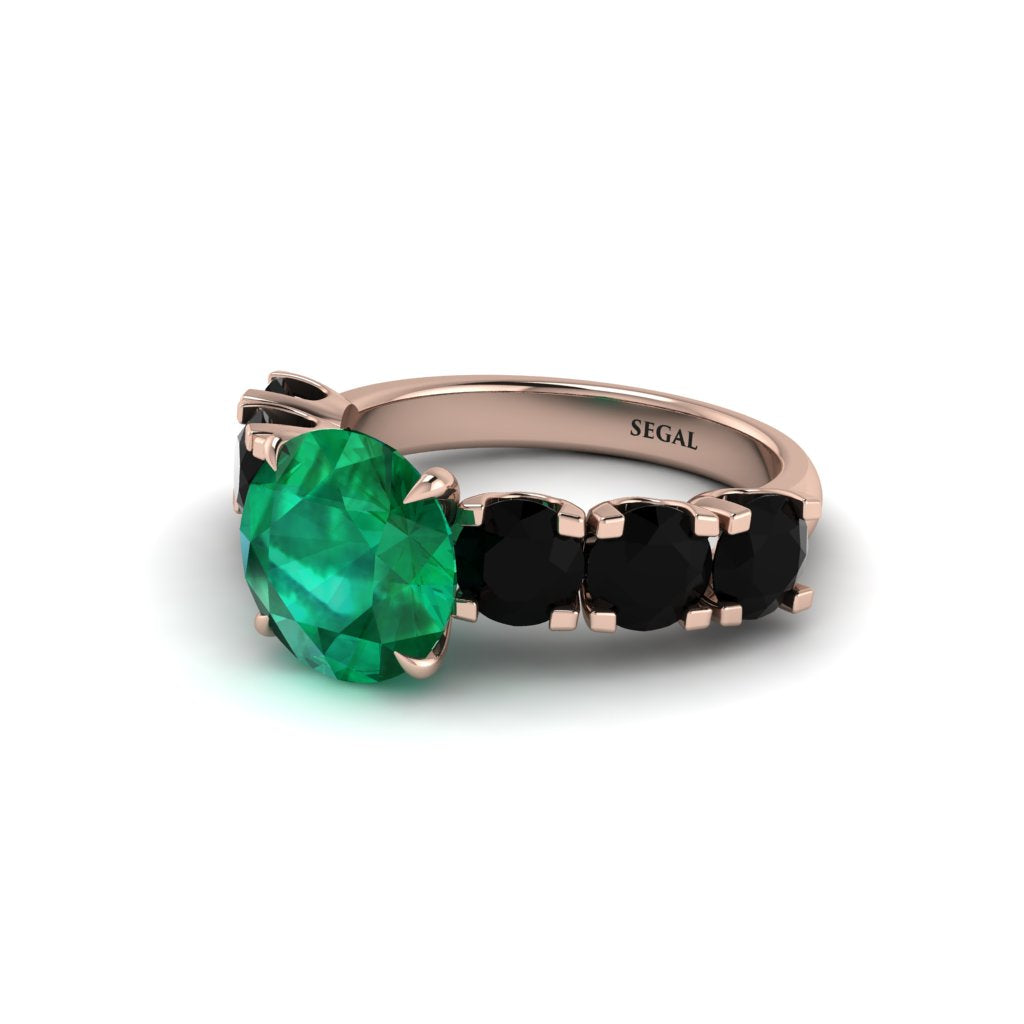 Round Cut Emerald Cathedral Engagement Ring - Tatum No. 35