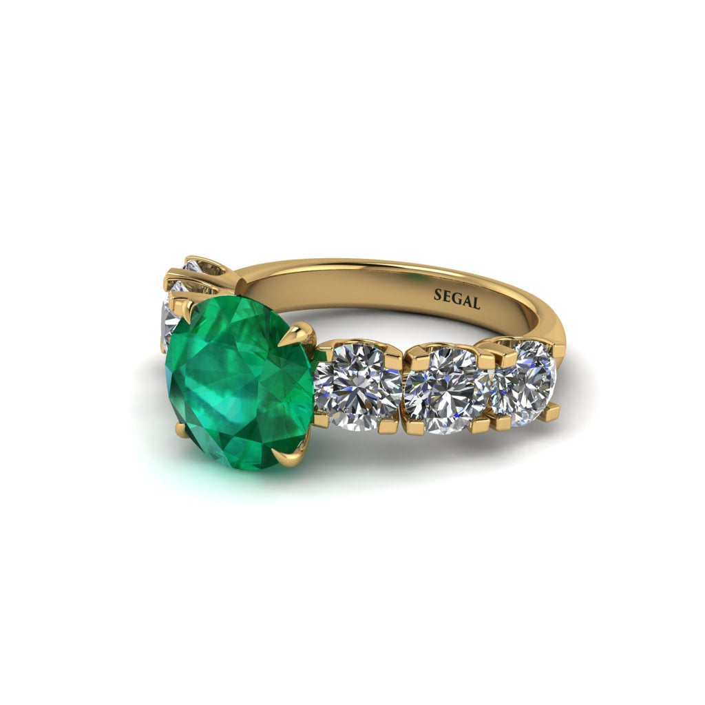 Round Cut Emerald Cathedral Engagement Ring - Tatum No. 4