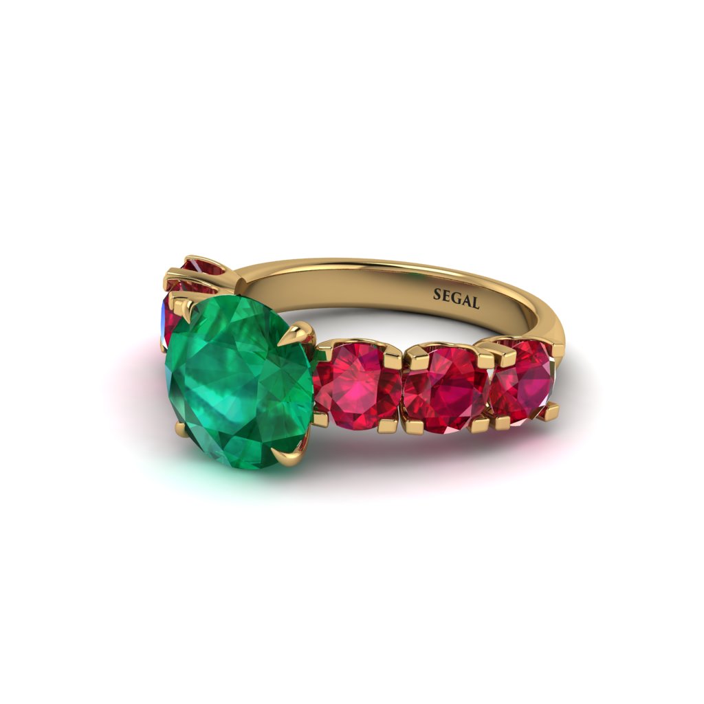 Round Cut Emerald Cathedral Engagement Ring - Tatum No. 49